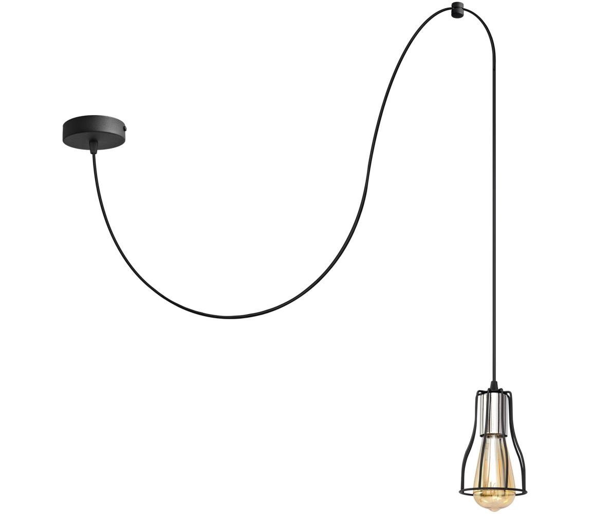 Lustr na lanku TUBE LONG 1xE27/15W/230V černá/chrom