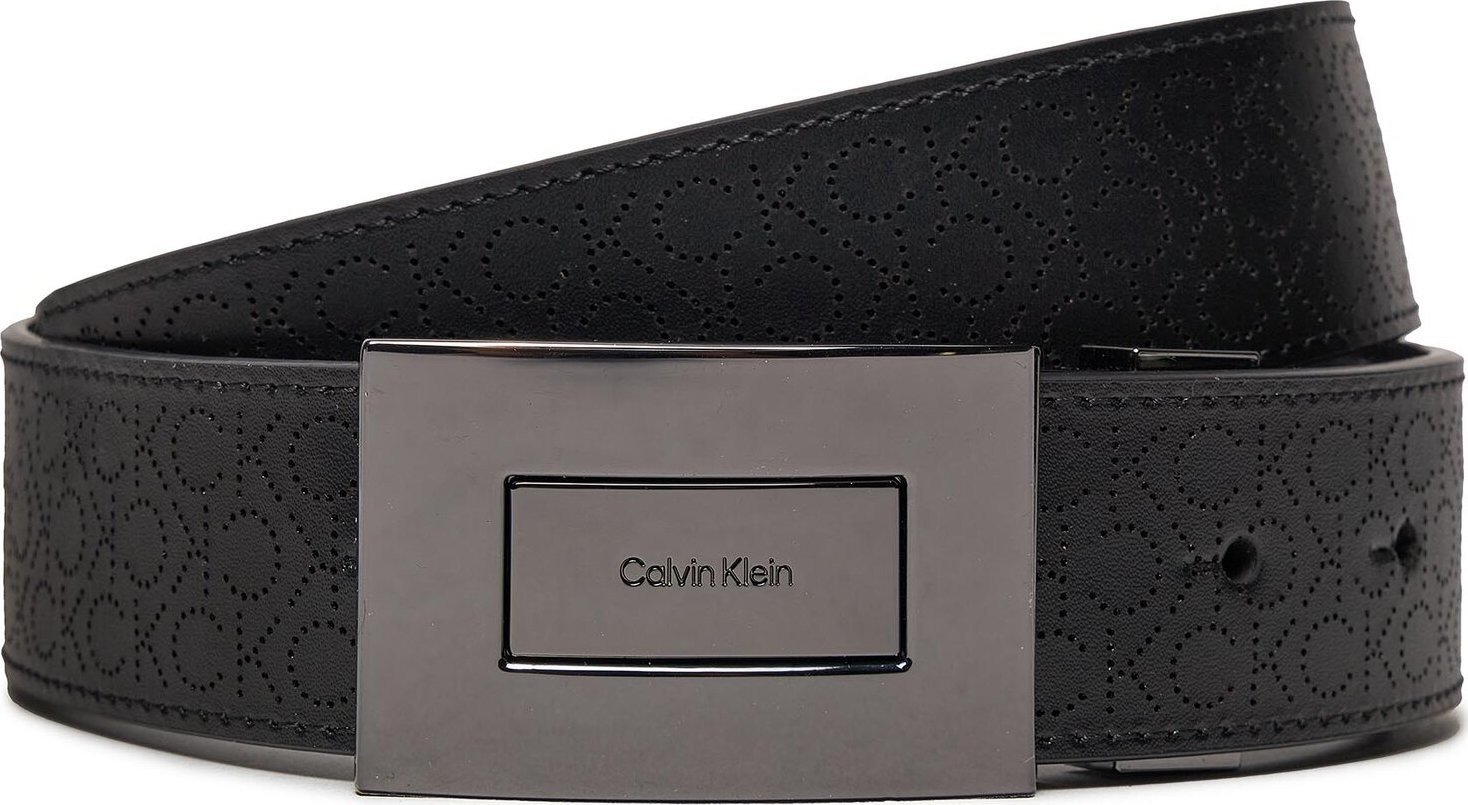 Pánský pásek Calvin Klein Adj/Rev Formal Plaque Mono 35mm K50K511573 0GK