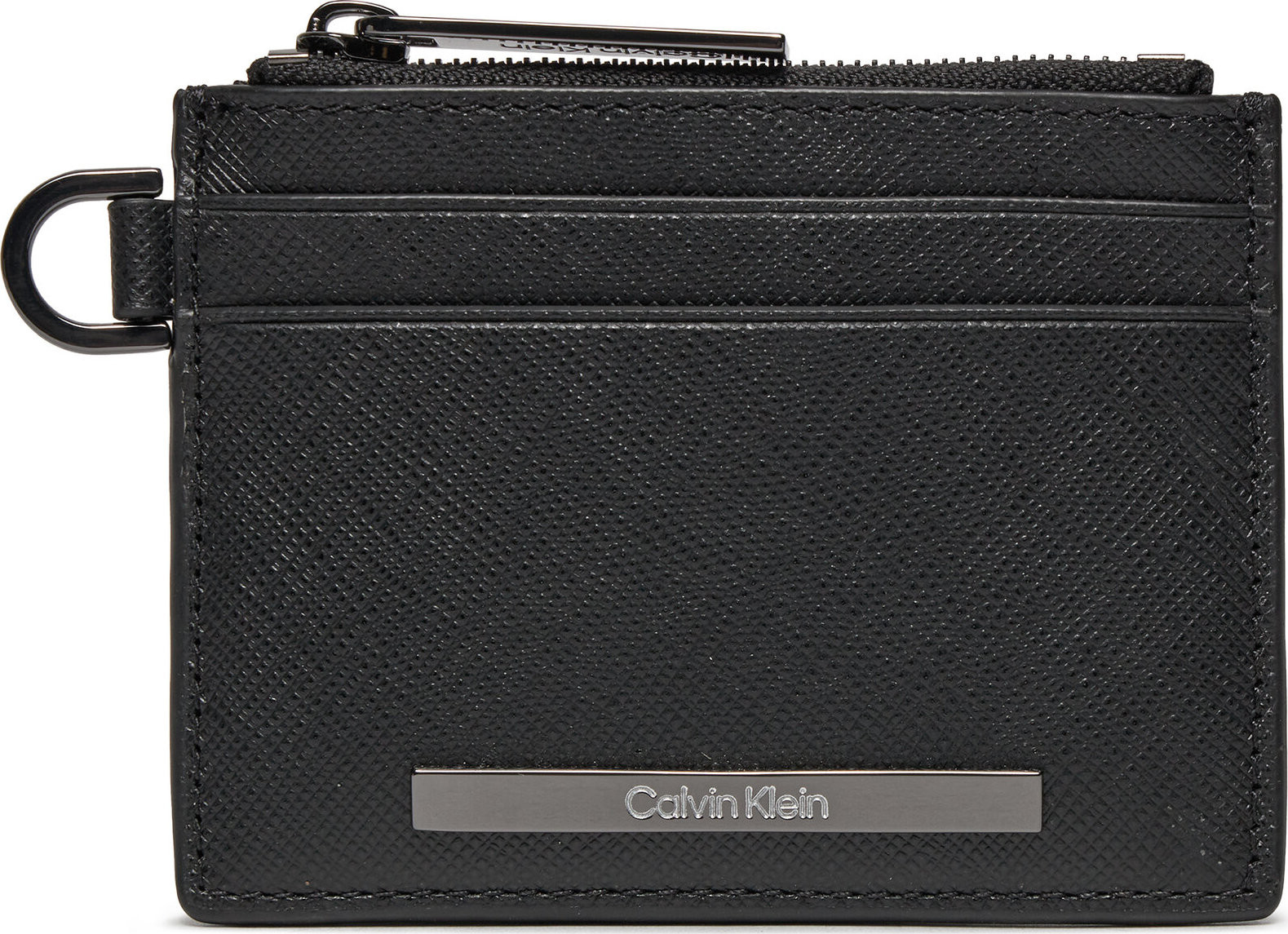Malá pánská peněženka Calvin Klein Modern Bar Cardholder 4Cc W/Zip K50K511670 Ck Black Saffiano BEH