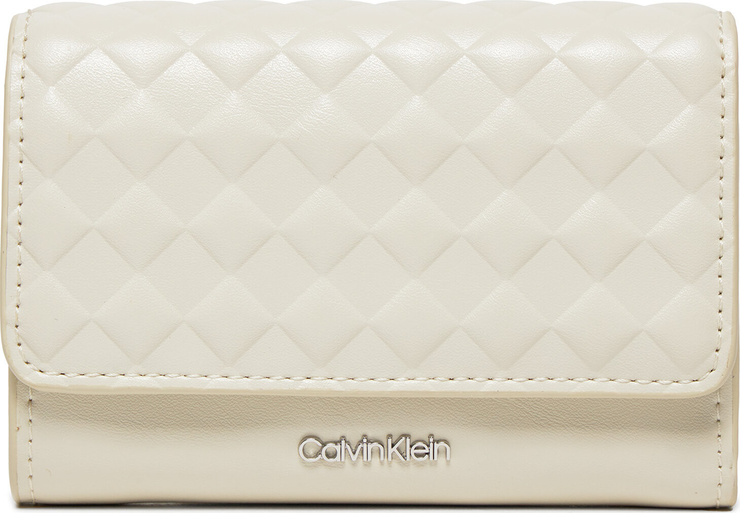 Malá dámská peněženka Calvin Klein Calvin Mini Quilt Small Trifold K60K611896 Dk Ecru PC4
