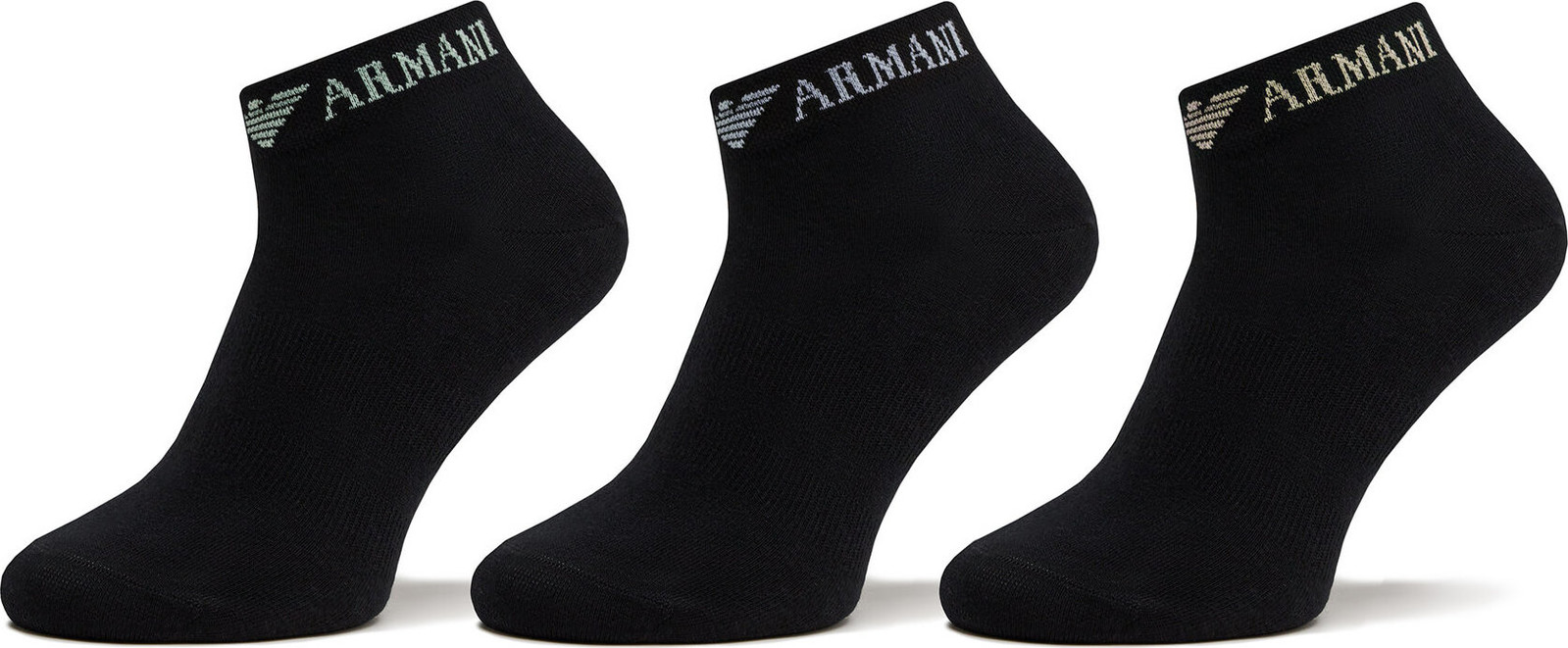Sada 3 párů dámských nízkých ponožek Emporio Armani 300048 4R254 50620 Nero/Nero/Nero