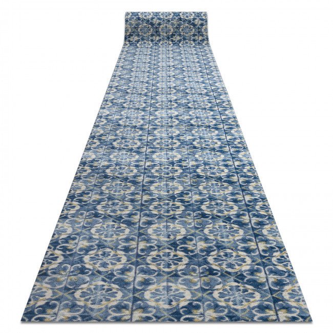Protiskluzový běhoun DIGITAL lisabonský obklad, modrý / zlatý