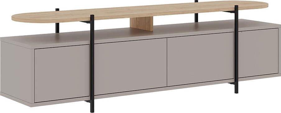 Šedo-béžový TV stolek v dekoru dubu 160x48 cm Hinoa – Marckeric