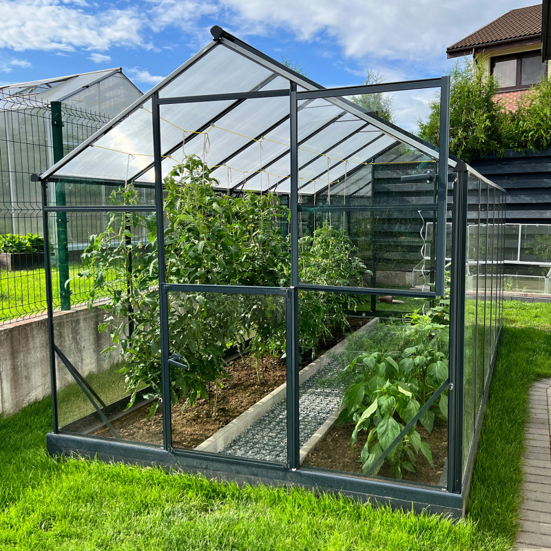 Zahradní skleník Gampre SANUS PRO XL-9, antracit, 6 mm