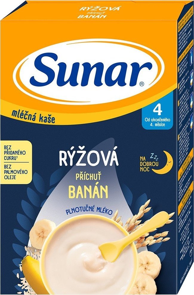 SUNAR mléčná rýžová kaše na dobrou noc banánová 210 g