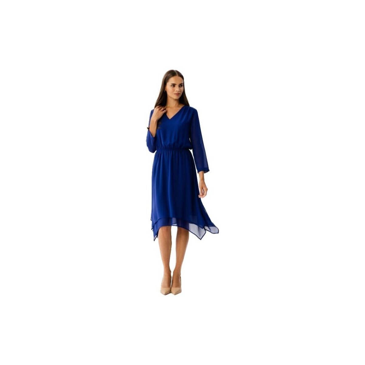 Prestige  Stylove Dámské asymetrické šaty Spumados S354 chrpově modrá  Tmavě modrá