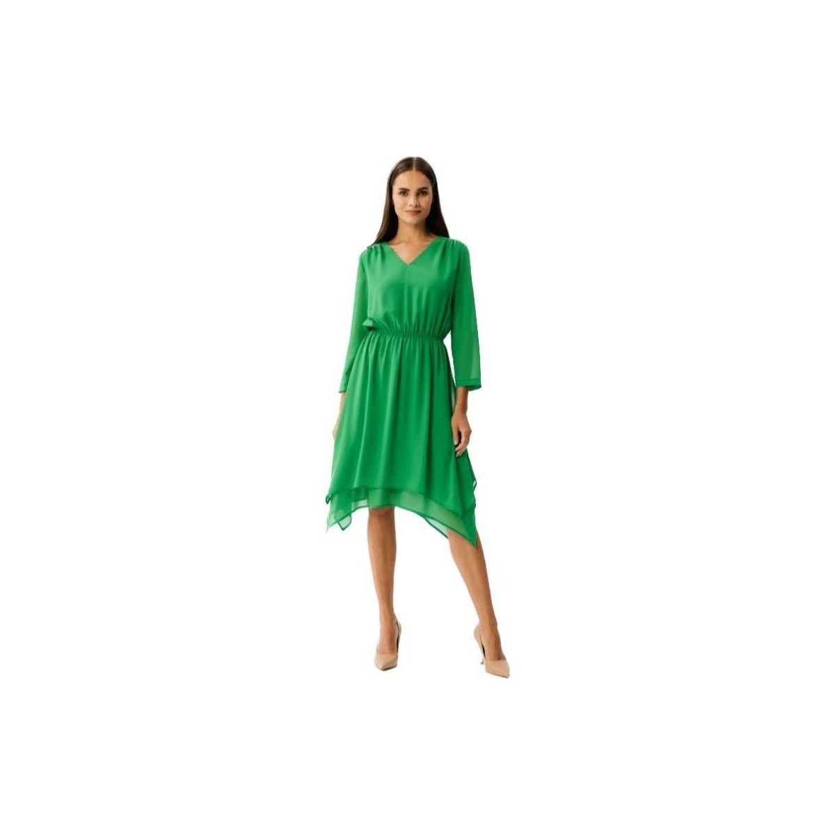 Prestige  Stylove Dámské asymetrické šaty Spumados S354 světle zelená  Zelená