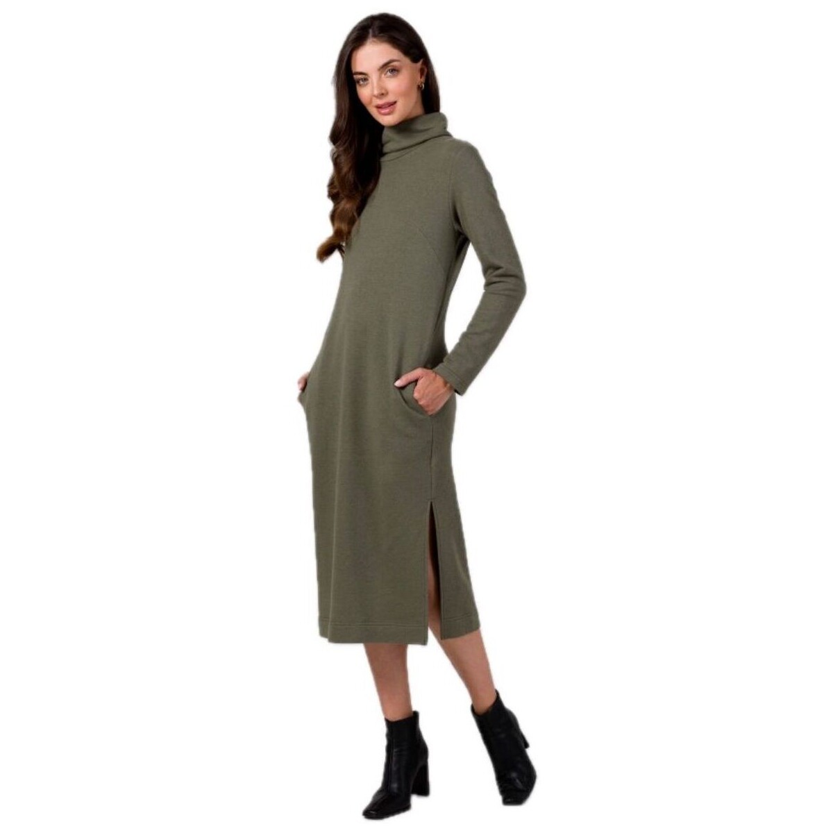 Prestige  BeWear Dámské svetrové šaty Kyres B274 khaki  Zelená