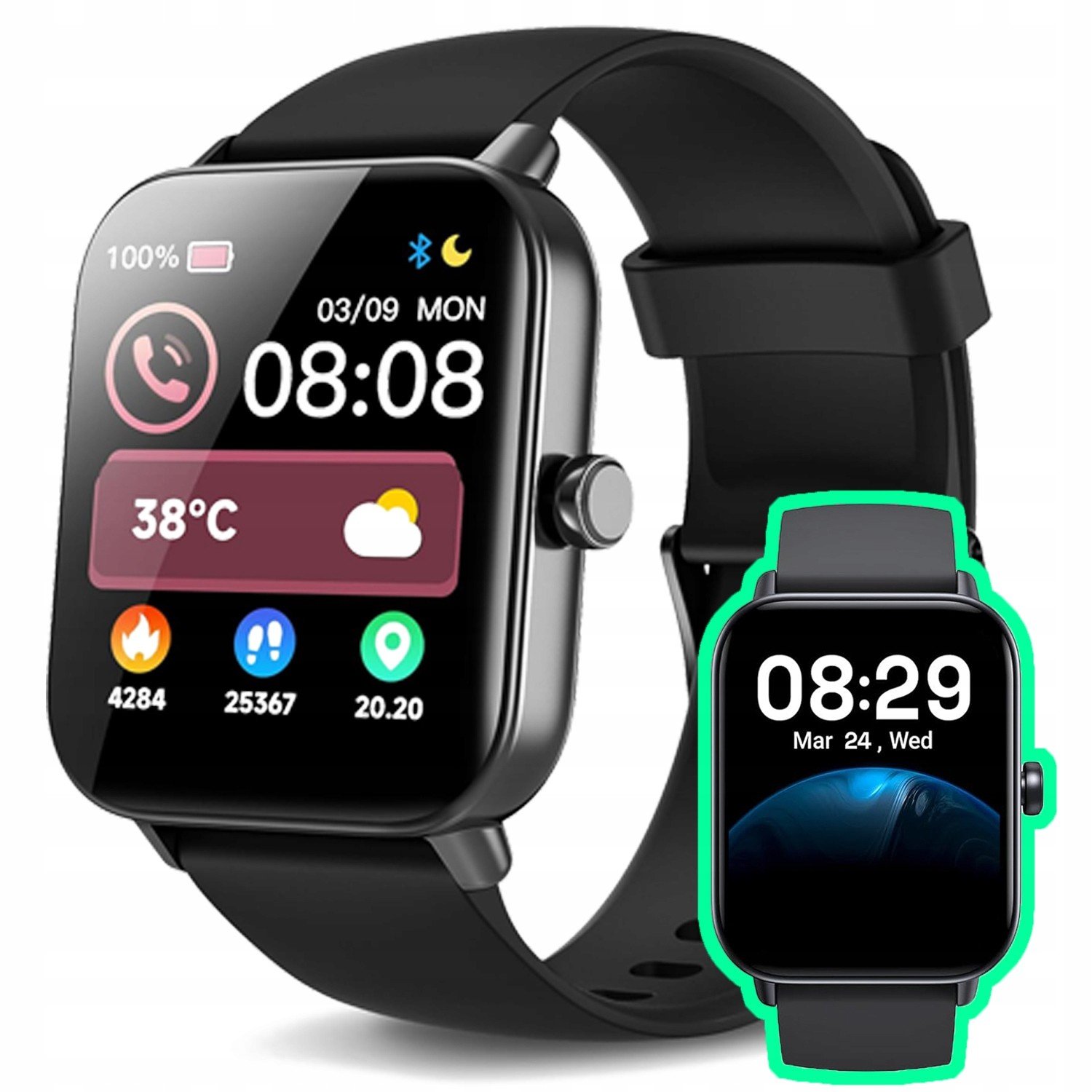 Chytré Hodinky Pánské Hodinky Bluetooth Multifunkční Sportovní Černé