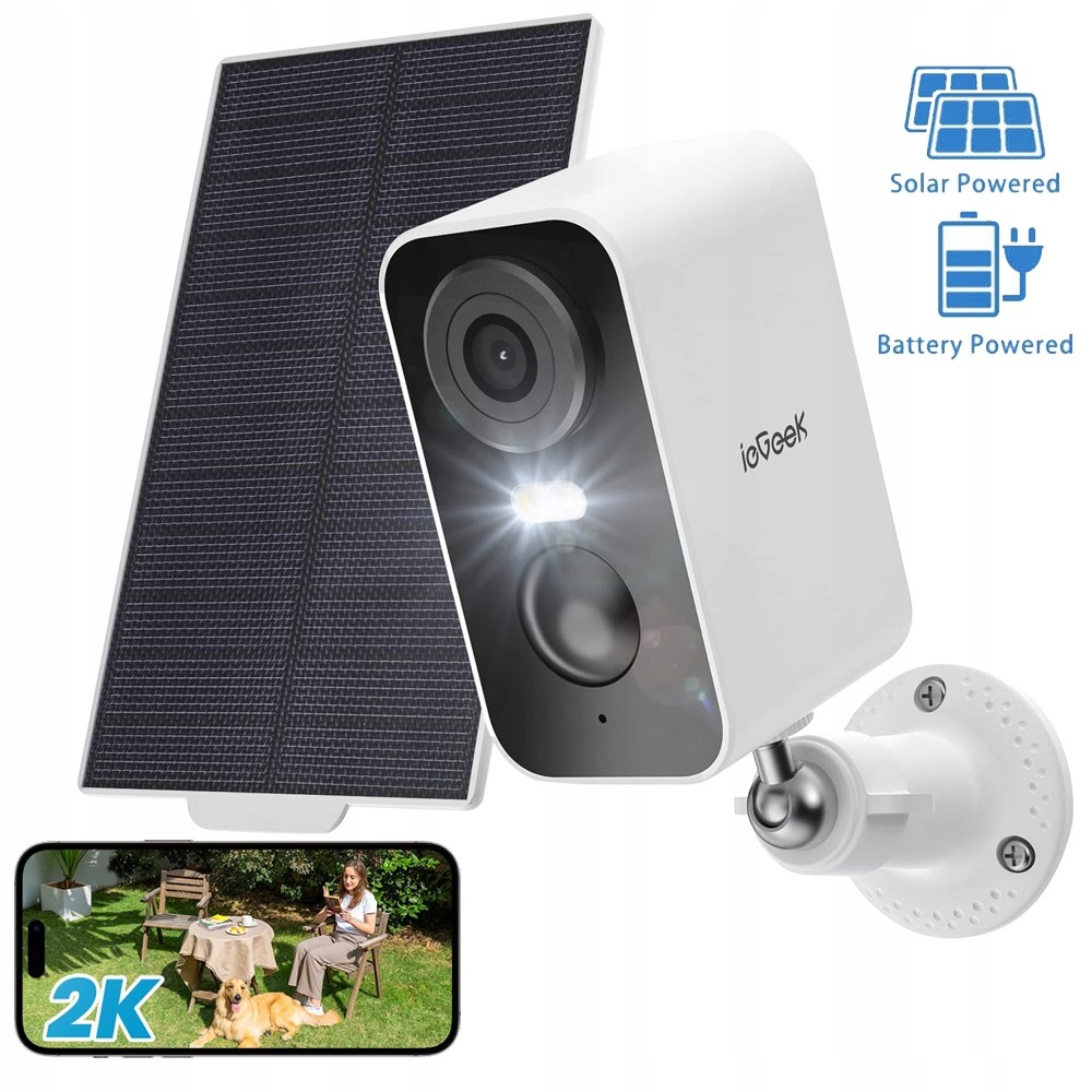 Solární Kamera Vnější Bezdrátová Wifi 2K 3MPx Hd Ip Pro Monitorování