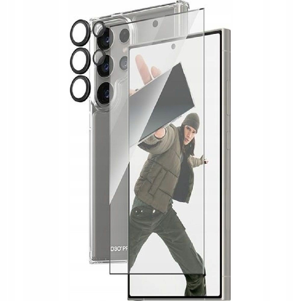 Sada PanzerGlass pro Galaxy S24 Ultra pouzdro, sklo, ochrana fotoaparátu