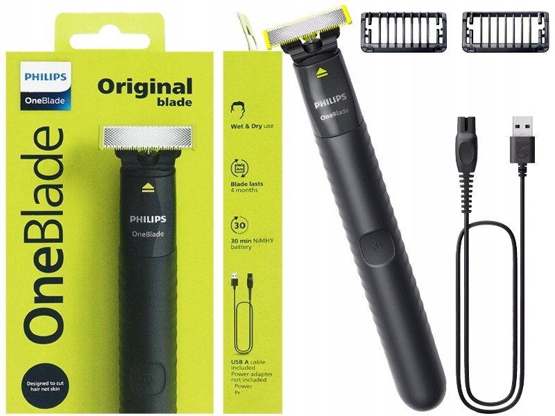 Zastřihovač Holicího Strojku Philips OneBlade QP1424/10 1x Varování A 2 Koncovky
