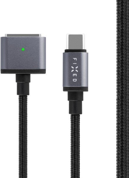 Nabíjecí kabel Fixed s konektory USB-C/MagSafe 3, 2m, 140W, šedý