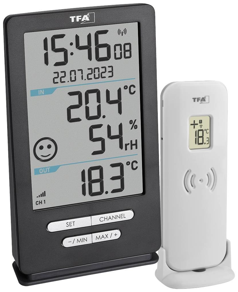 TFA Dostmann Funk-Thermometer XENA HOME bezdrátový digitální teploměr antracitová