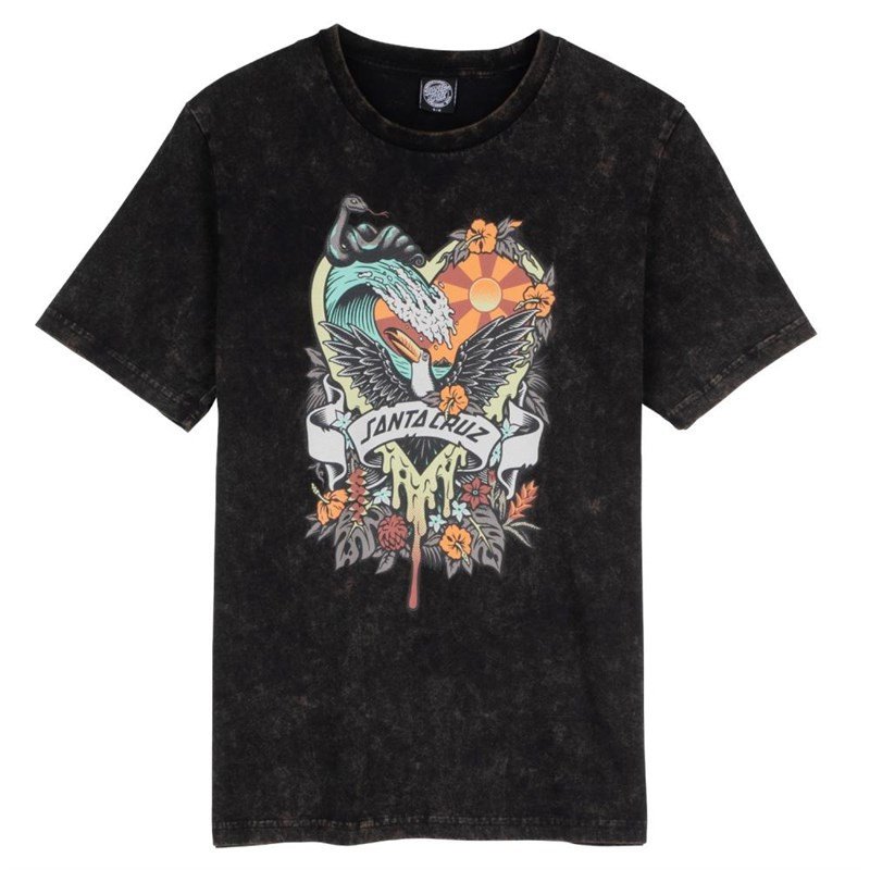 triko SANTA CRUZ - Floral Paradise T-Shirt Black Acid Wash (BLACK ACID WASH)