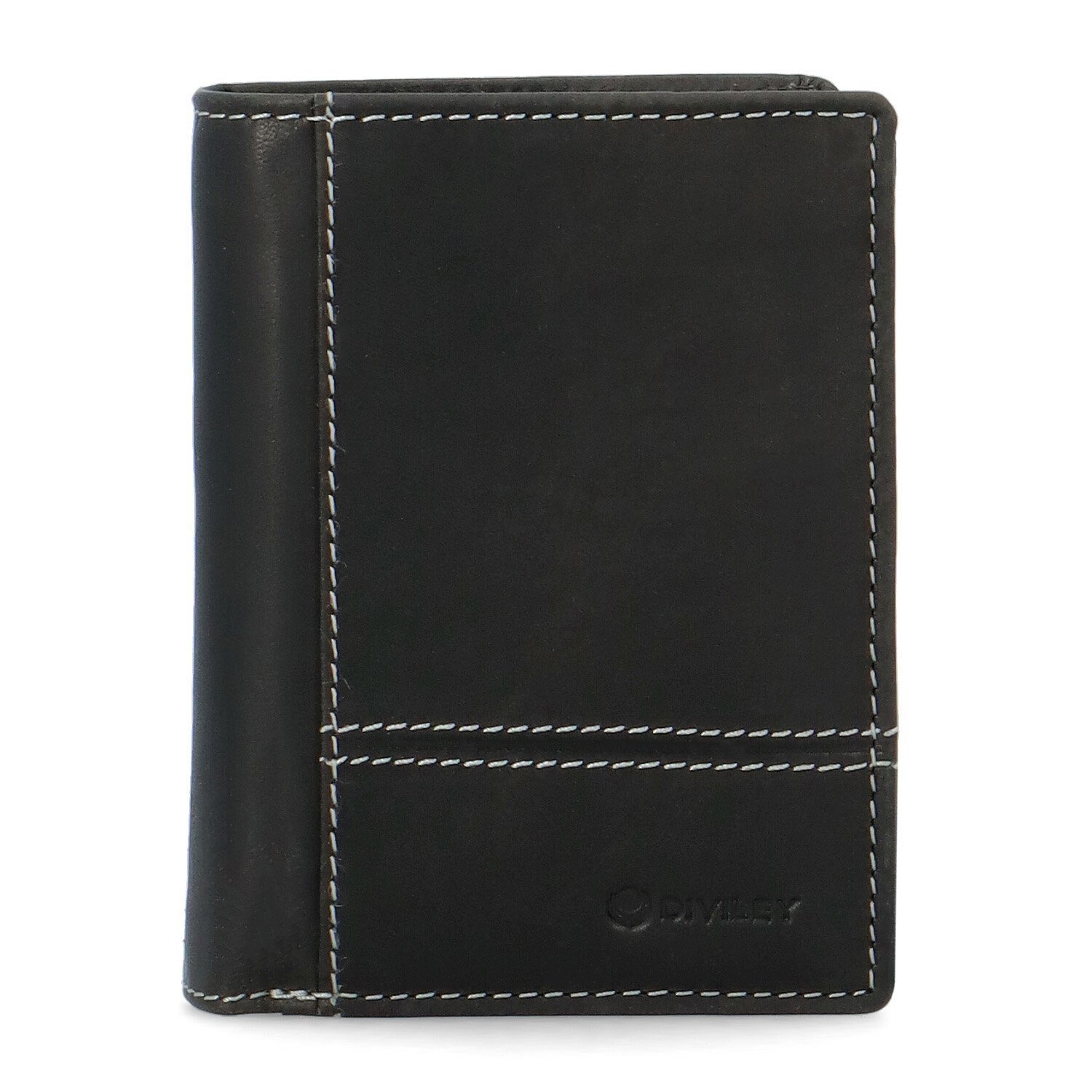 Pánská kožená peněženka na výšku Diviley Wilbur, černá/bílá