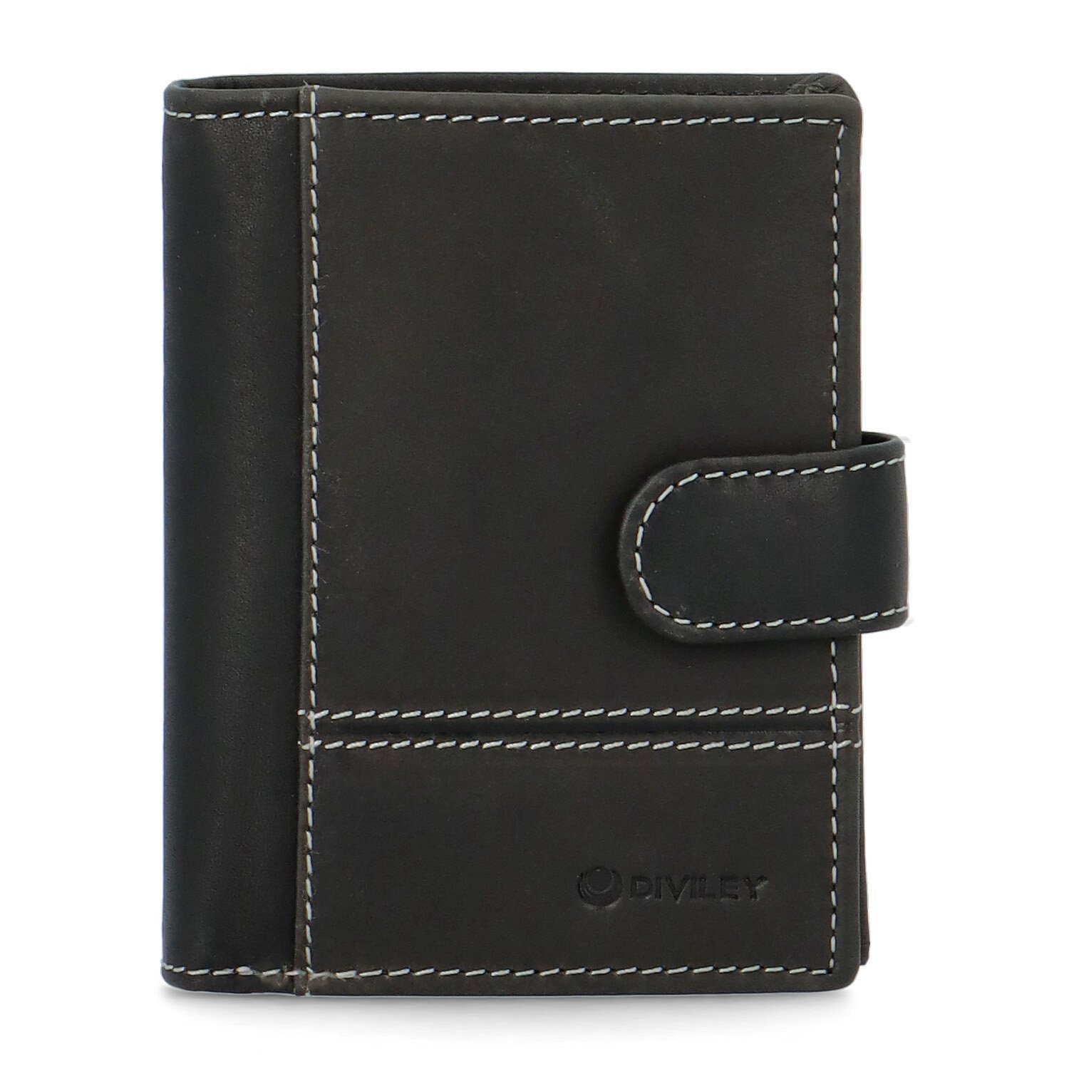Pánská kožená peněženka na výšku Diviley Algren, černá/bílá