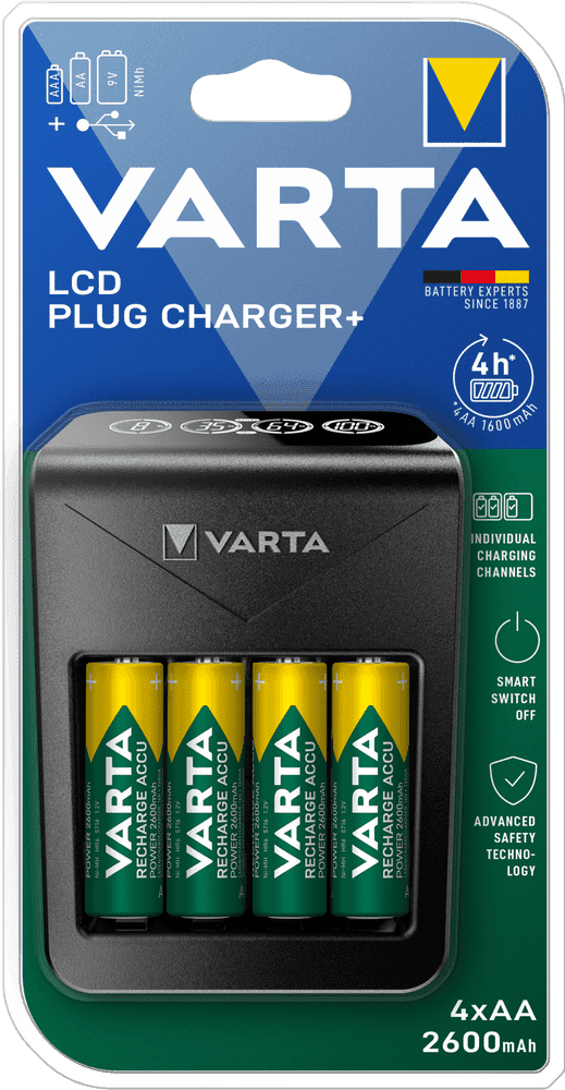 Varta nabíječka baterií LCD Plug Charger+ včetně 4x AA 2600 mAh (57687101461)