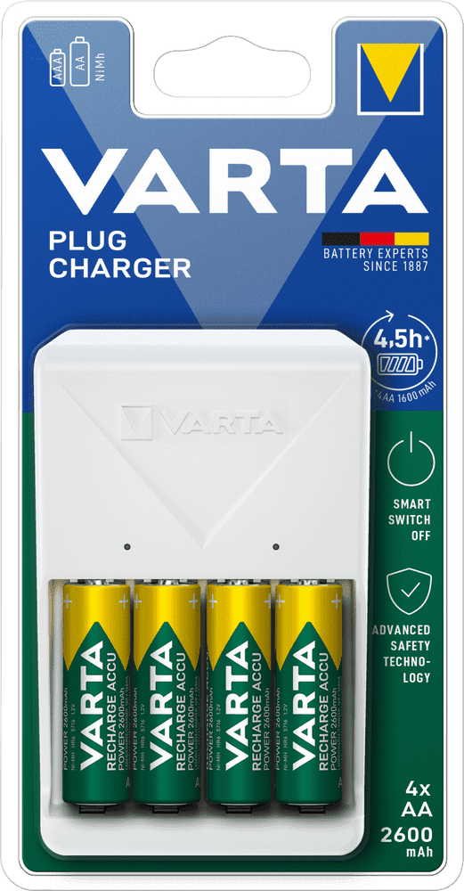 Varta nabíječka baterií Plug Charger včetně 4 AA 2600 mAh (57657101461)