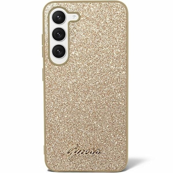 Originální pouzdro GUESS - hardcase Glitter Script GUHCS24SHGGSHD pro Samsung Galaxy S24 Gold