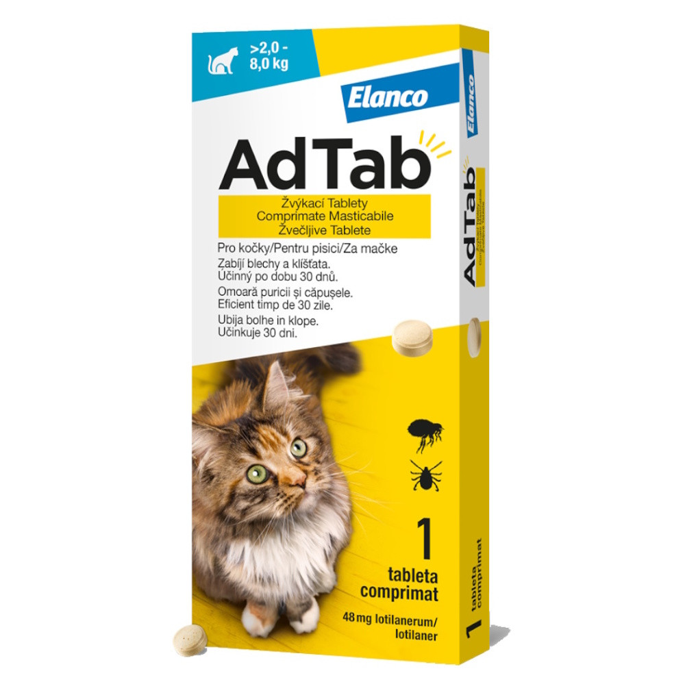 ADTAB 48 mg žvýkací tableta pro kočky (>2,0–8,0kg) 1 tbl