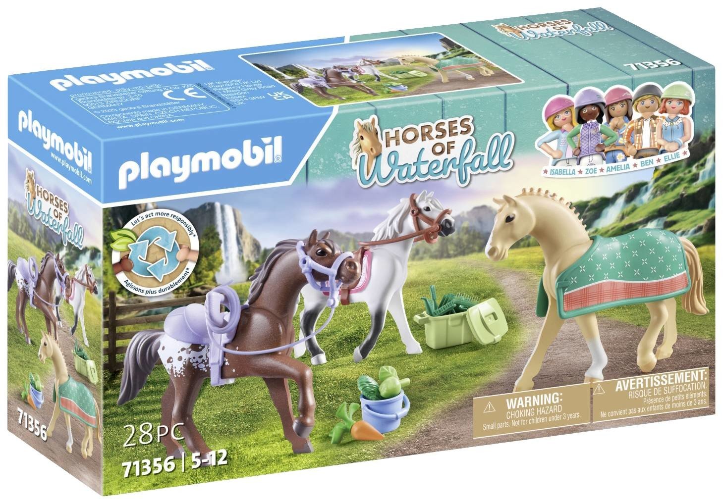 Playmobil® Horses of Waterfall (koně u vodopádu) 3 koní: Morgan, Quarter Horse  a  Shagya Araber 71356