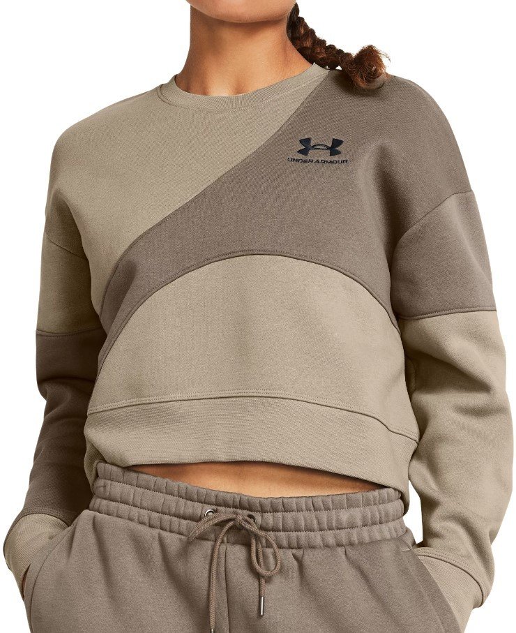 Mikina Under Armour Essential Fleece Crop Crew-BRN