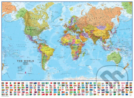 Svet, politická mapa, 68 x 53cm, s vlajkami, 1:60 mil - TATRAPLAN