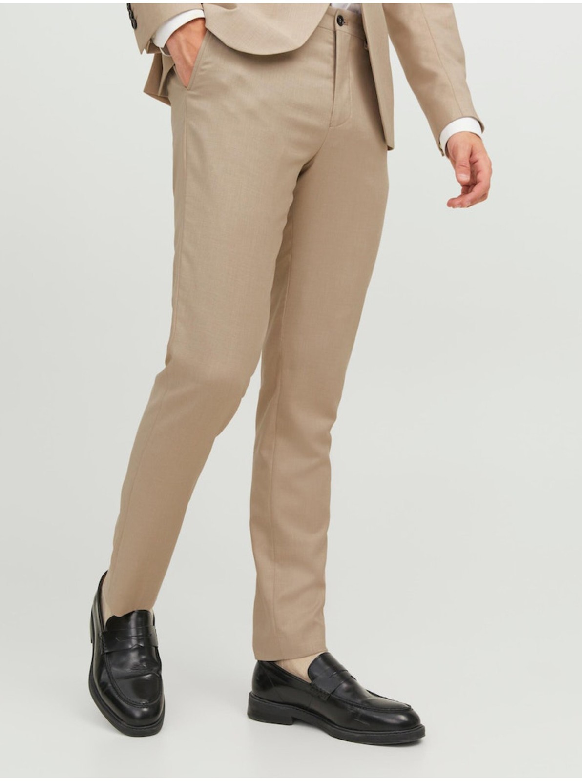 Béžové pánské kalhoty s příměsí vlny Jack & Jones Solaris - Pánské