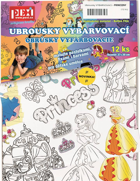 Ubrousky VYBARVOVACÍ - PRINCEZNY (12 ks)