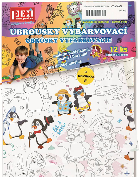 Ubrousky VYBARVOVACÍ - TUČŇÁCI (12 ks)