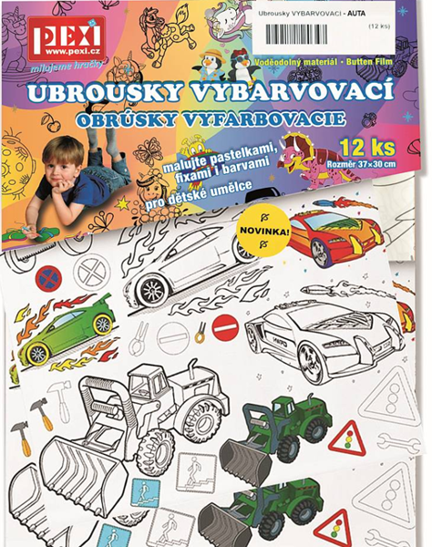 Ubrousky VYBARVOVACÍ - AUTA (12 ks)