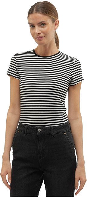 Vero Moda Dámské triko VMINES Tight Fit 10300882 Black/Snow White M