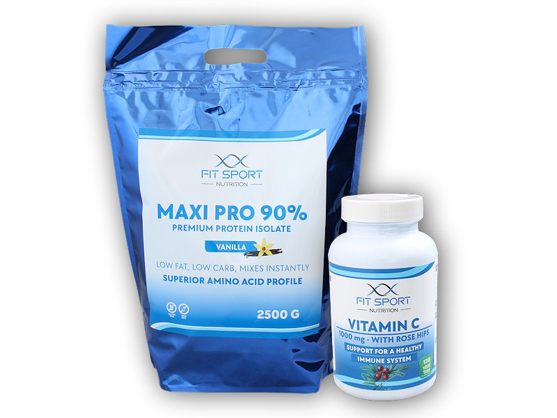 PROTEIN FitSport Nutrition Maxi Pro 2500g + Vitamin C 1000 120 tbl Varianta: čokoláda