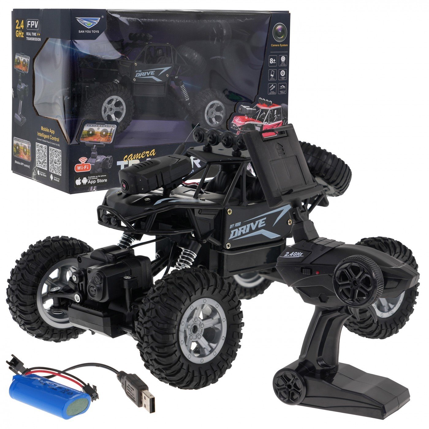 mamido Auto Crawler Rover na dálkové ovládaní 1:14 s kamerou RC