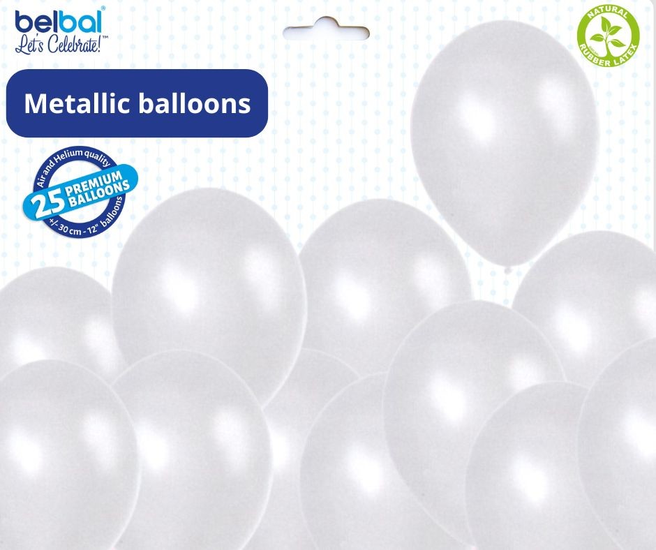 Balónek bílý metalický 070 - 50 ks Belbal