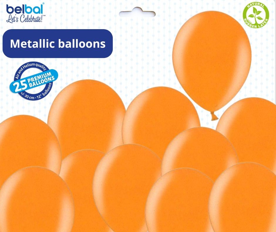 Balónky oranžové metalické - 081 BRIGHT ORANGE - 50 ks Belbal