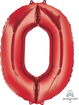 Amscan Balónky fóliové narozeniny číslo 0 červené 86cm