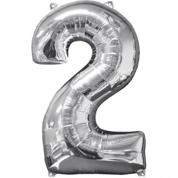 Amscan balónek fóliový narozeniny číslo 2 stříbrný 66cm