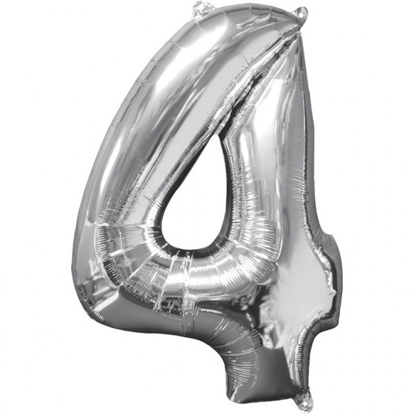 Amscan balónek fóliový narozeniny číslo 4 stříbrný 66cm