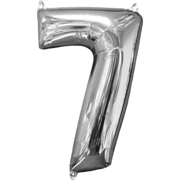 Amscan balónek fóliový narozeniny číslo 7 stříbrný 66cm
