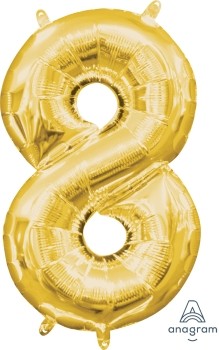 Amscan Balónek foliový narozeniny číslo 8 zlatý 35cm x 20cm
