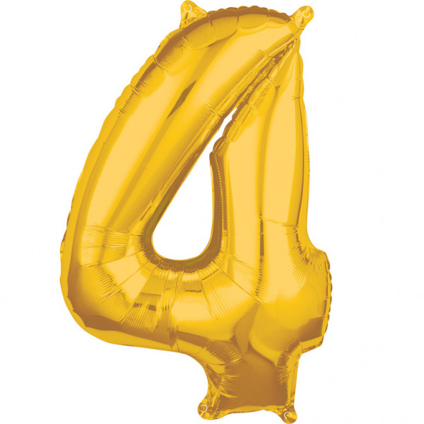Amscan balónek fóliový narozeniny číslo 4 zlatý 66cm