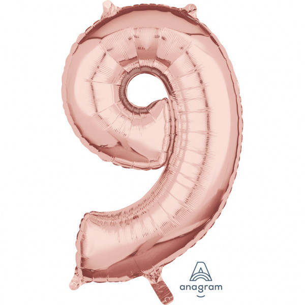 Amscan balónek fóliový narozeniny číslo 9 růžovo-zlaté 66cm