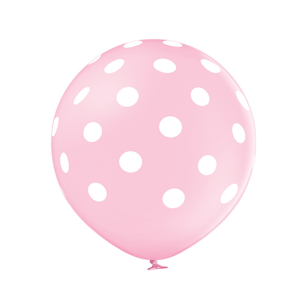 Balónek světle růžový s potiskem bílé tečky velký 60 cm belbal