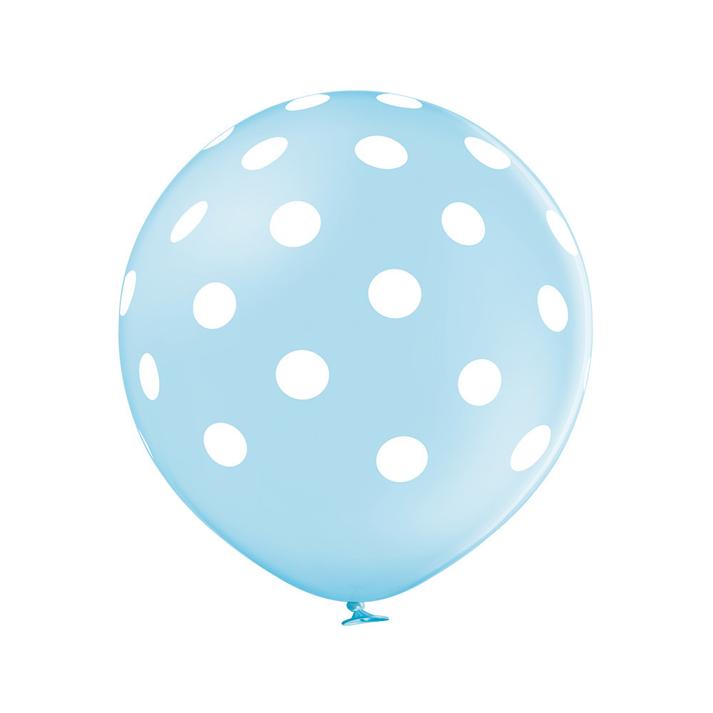 Balónek světle modrý s potiskem bílé tečky velký 60 cm belbal