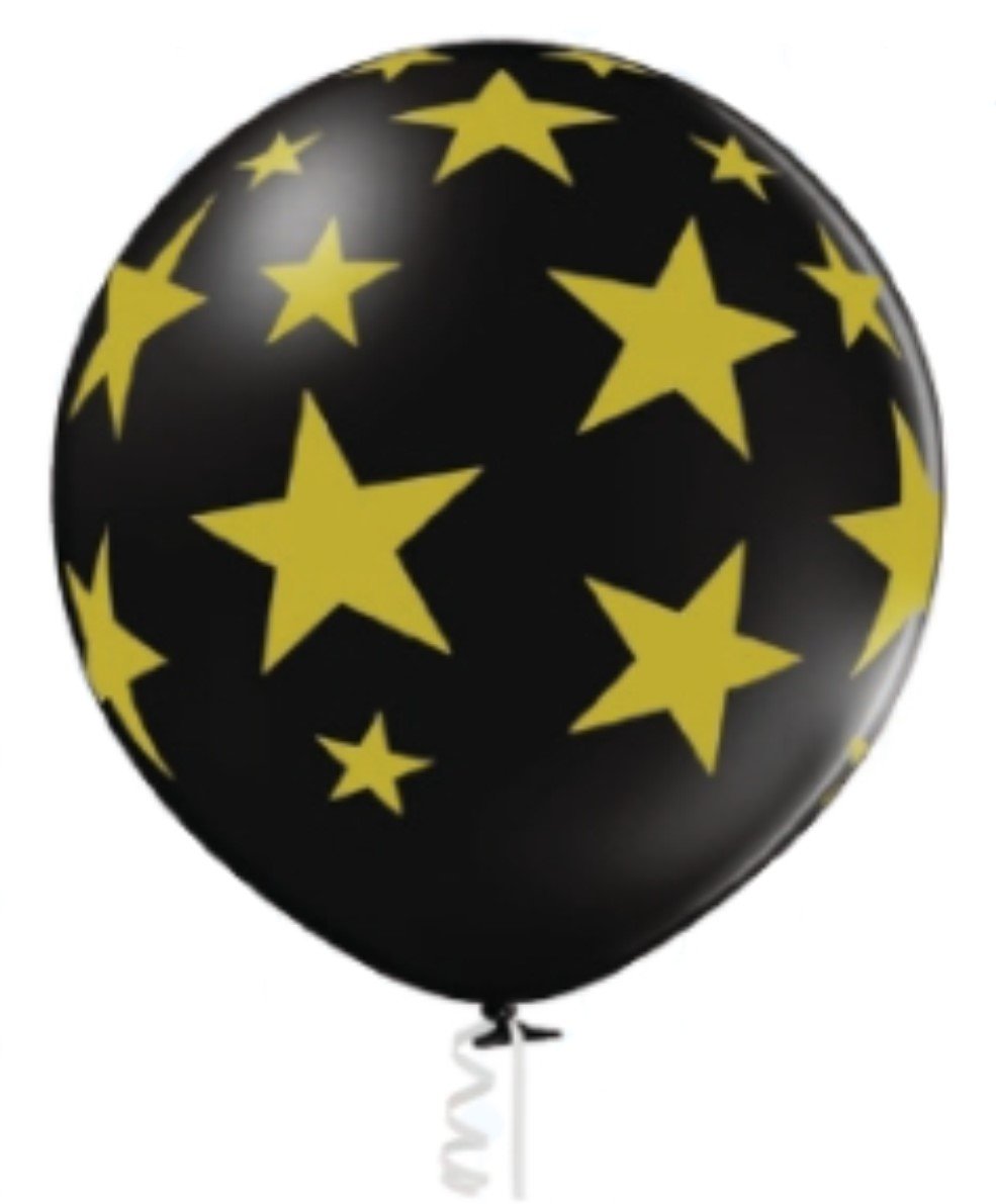 Balón černý s potiskem zlaté hvězdy 60 cm B 250 BELBAL