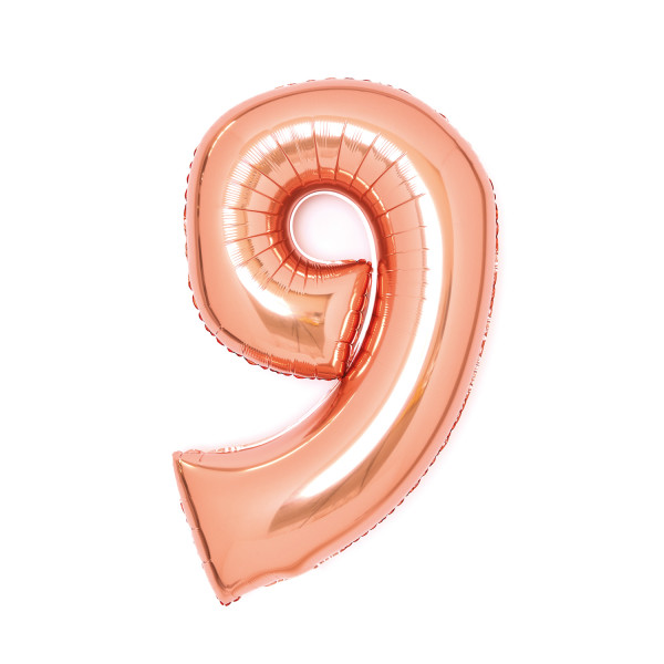 Balónek fóliový narozeniny číslo 9 růžovo-zlaté 66 cm Amscan