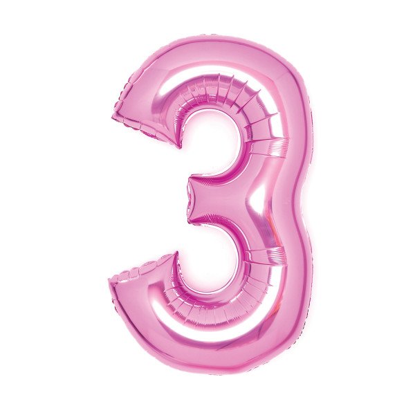 Balónek fóliový číslo 3 růžový 66 cm Amscan