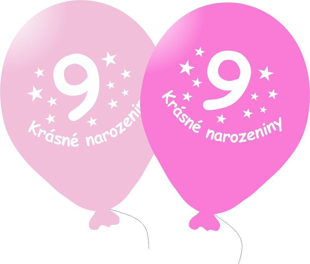 Balónek růžový KRÁSNÉ NAROZENINY číslo 9 - 5 ks balonky.cz